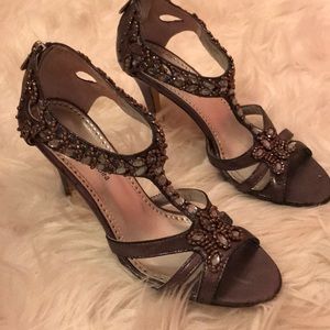 Jeweled Back Zip Heels